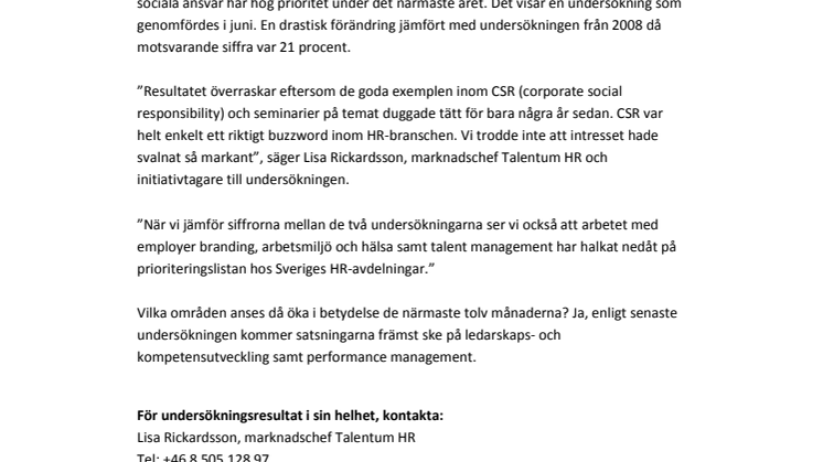 Trenden som vände: företagets sociala ansvar rankas lägst