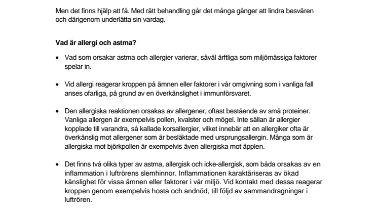Fakta om astma och allergi