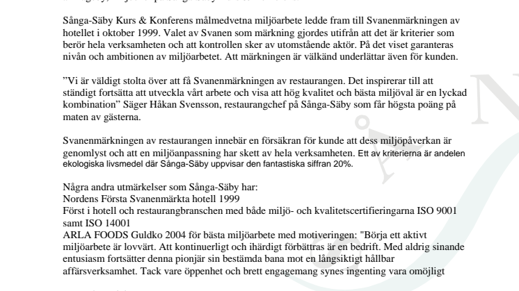 Nordens första Svanenmärkta Konferensrestaurang