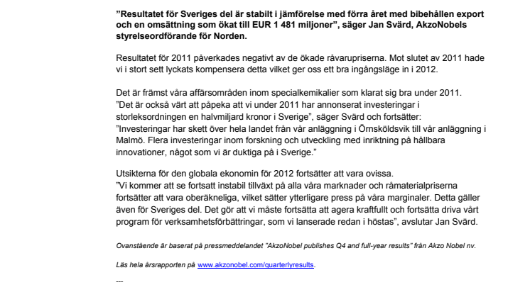 AkzoNobel fortsätter stärka sin ställning i Sverige