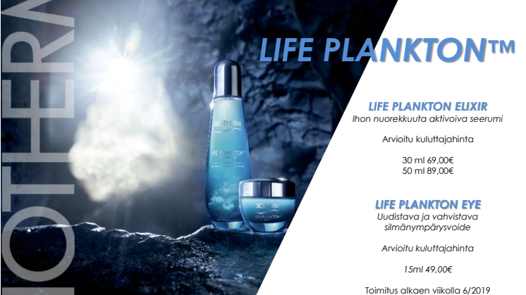 Lehdistötiedote Biotherm Life Plancton Eye ja Elixir