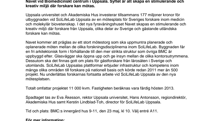 Byggstart för SciLifeLabs nya lokaler i Uppsala