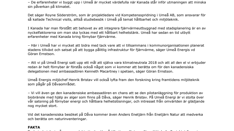 Kanadas ambassadör besöker Dåva