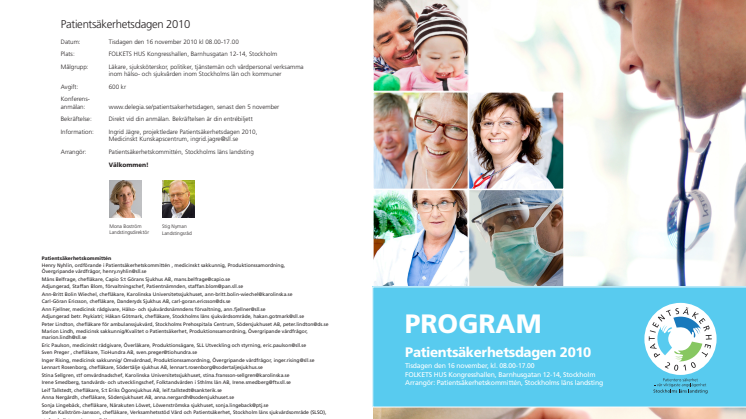 Inbjudan och program till Patientsäkerhetsdagen