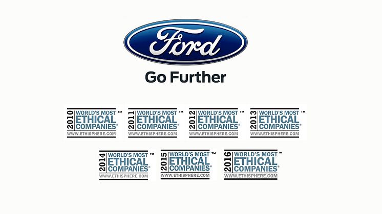 Ford er eneste bilproducent på Ethisphere Institutes liste over verdens mest etiske virksomheder