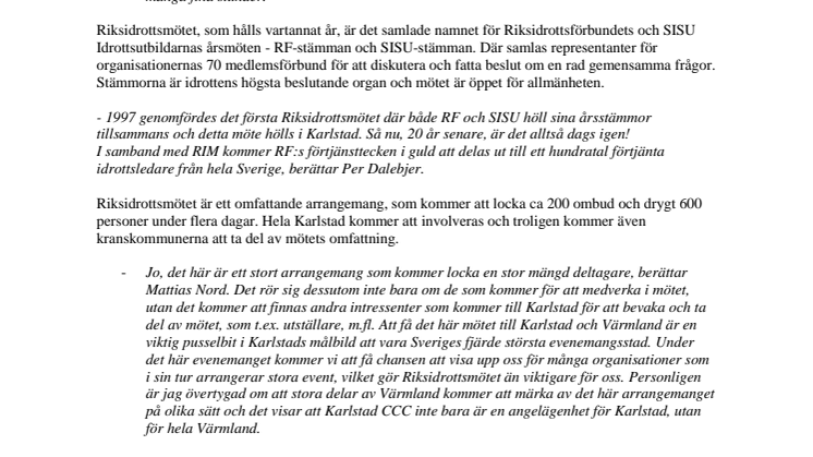 Riksidrottsmötet 2017 till Karlstad