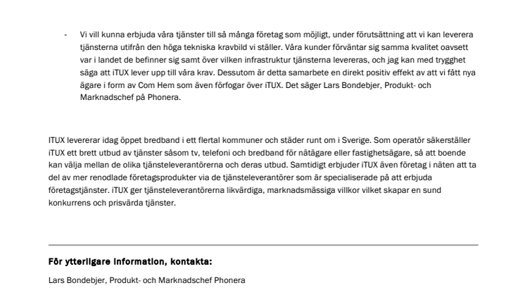Phonera och iTUX inleder samarbete som gynnar företagsmarknaden