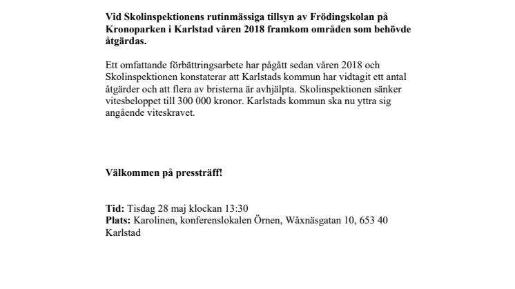 Pressinbjudan: Pressträff gällande Frödingskolan 