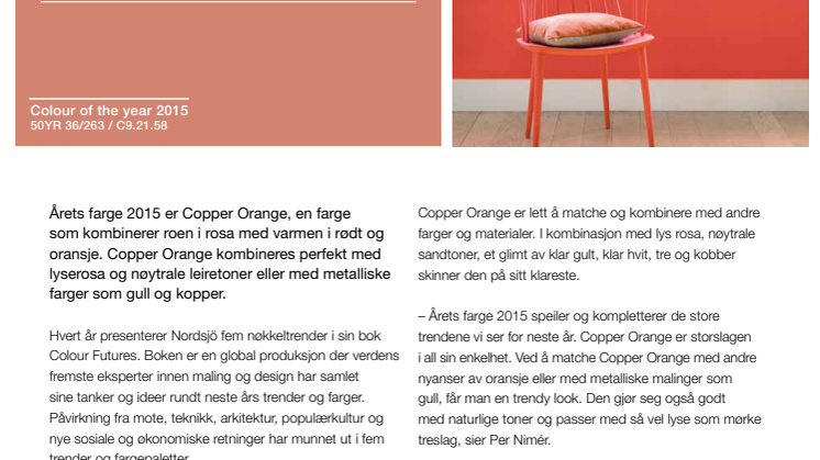 Nordsjö presenterer Årets Farge 2015 - Copper Orange