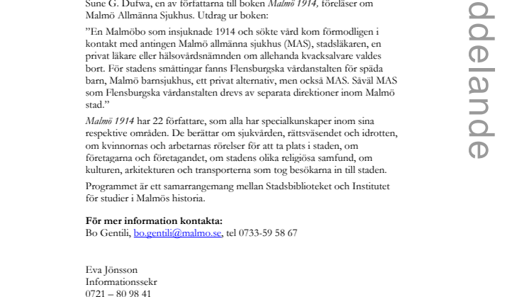 Malmö Allmänna Sjukhus 1914