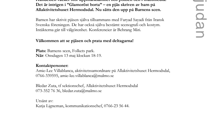 Barn från Hermodsdal sätter upp egen pjäs 