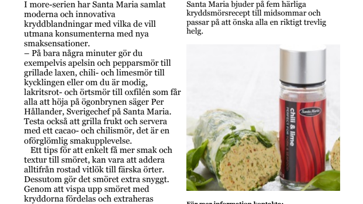 Kryddsmör med Santa Maria more förhöjer sommarens grillfester 