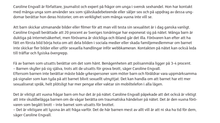 Föreläsning om barnen som utnyttjas på nätet