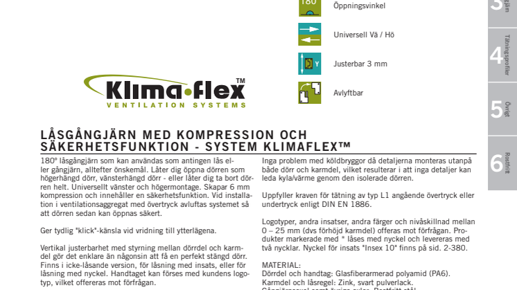  LÅSGÅNGJÄRN MED KOMPRESSION OCH SÄKERHETSFUNKTION - SYSTEM KLIMA-FLEX