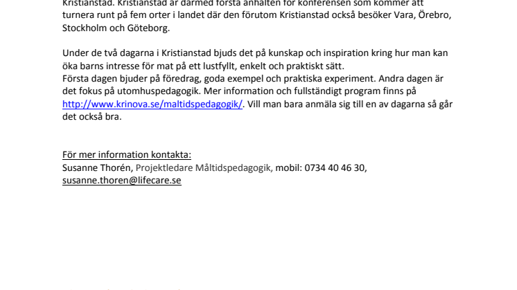 Inspirationsdagar för att öka barns intresse för mat