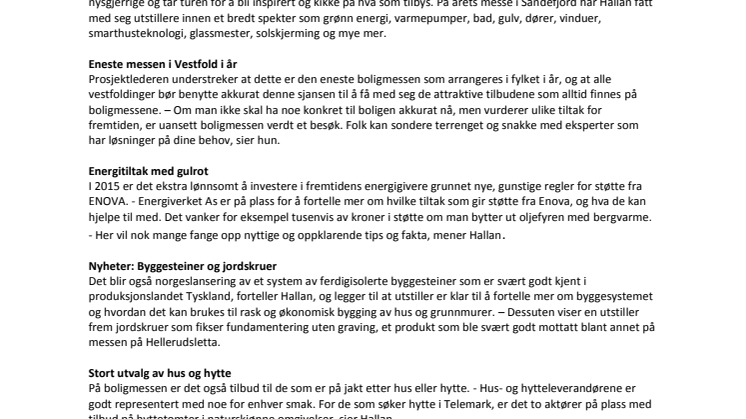 75 utstillere klare for stor boligmesse i Sandefjord
