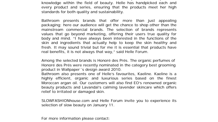 Beauty department in SLOWFASHIONhouse