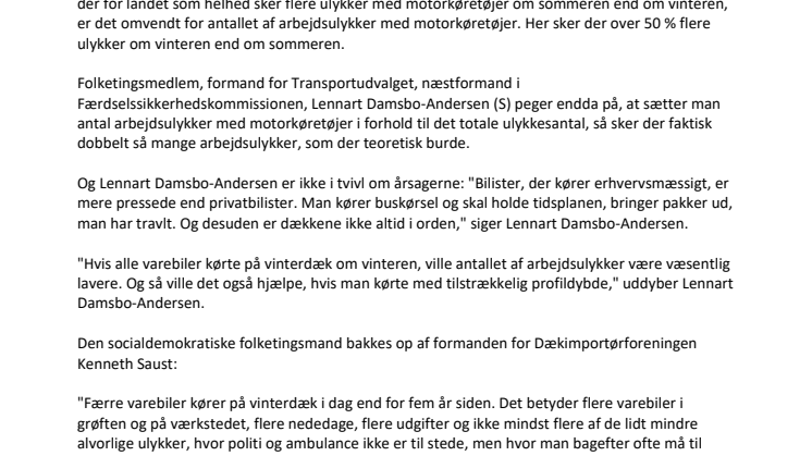 Vinterdæk giver færre arbejdsulykker