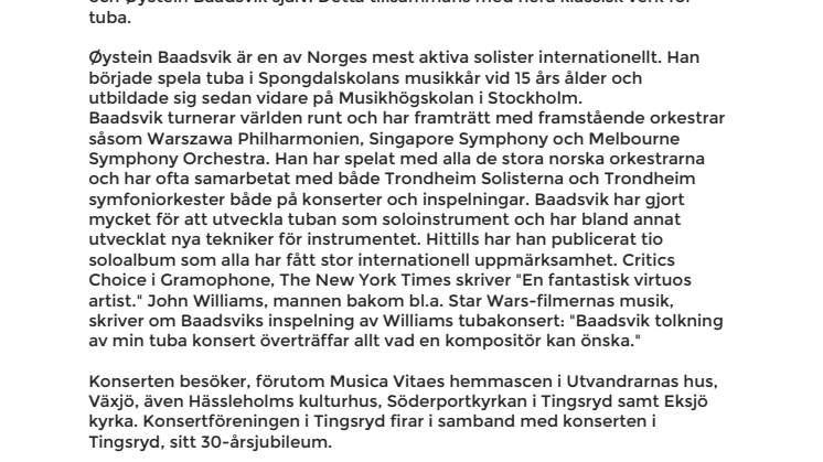 Musica Vitae möter åter världstubaisten Øystein Baadsvik