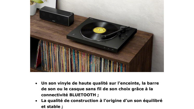 Nouvelle platine vinyle PS-LX310BT de Sony : le son inimitable du vinyle a rendez-vous avec le sans fil