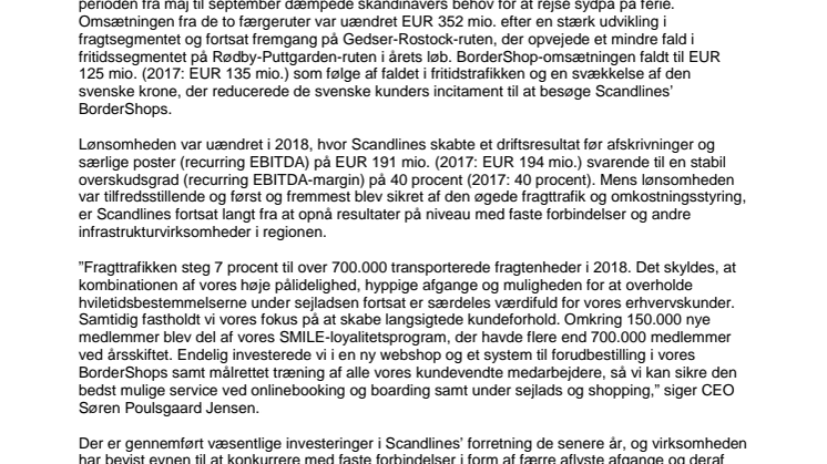 Scandlines skabte solide resultater efter stabil drift i 2018