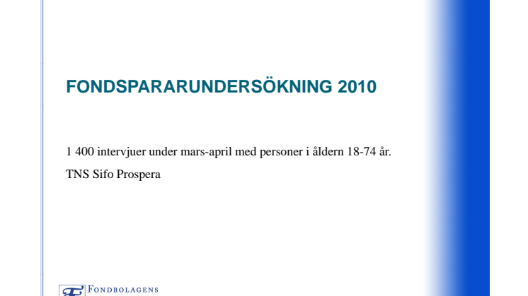 Fondspararundersökning 2010 - urval pension