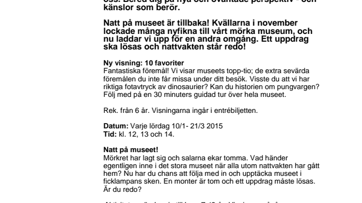 Det händer på Naturhistoriska riksmuseet i januari 
