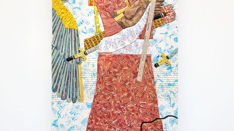 Michael Rakowitz, The Invisible Enemy Should Not Exist (Room G, Northwest Palace of Nimrud, Panel 28), Collage, 2019. Foto: Helene Toresdotter.