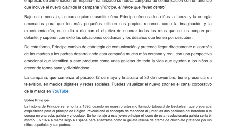 Príncipe lanza su nueva campaña de comunicación  bajo el claim ‘Príncipe, el héroe que llevan dentro’