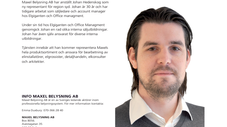 Maxel anställer representant till region syd