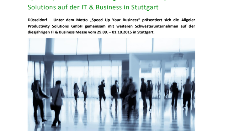 Speed Up Your Business: Allgeier Productivity Solutions auf der IT & Business in Stuttgart