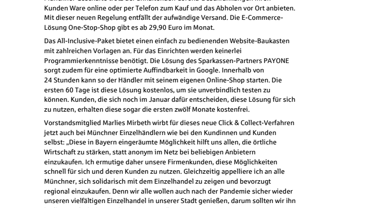 Stadtsparkasse München bietet Einzelhändlern schnelle Click & Collect Lösung