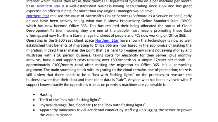 Fraser Bell, MD Of Northern Star Explains How Office 365 Saves His Clients Money!