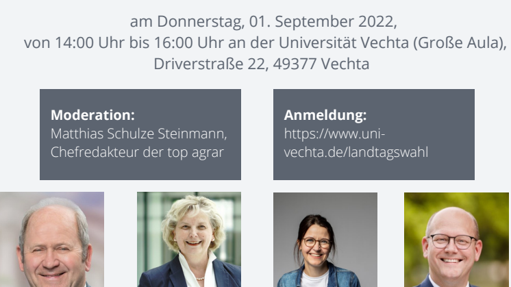 Programm | Podiumsdiskussion: „Wege in eine zukunftsfähige Agrar- und Ernährungswirtschaft in Niedersachsen“