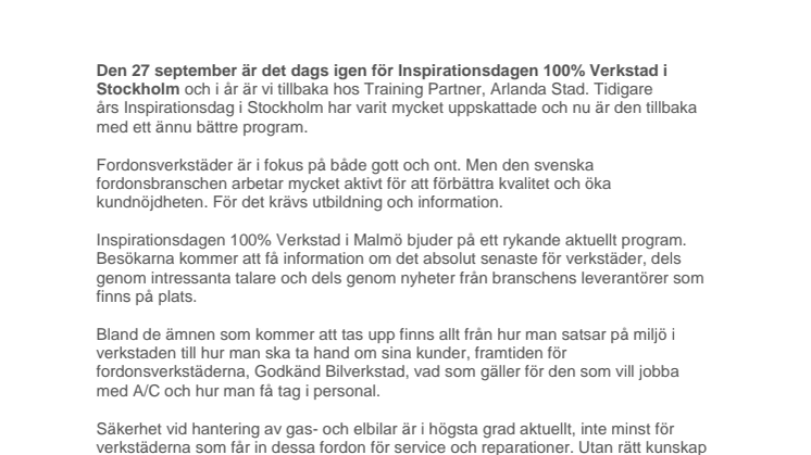 Inspirationsdagen 100%Verkstad tillbaka i Stockholm!