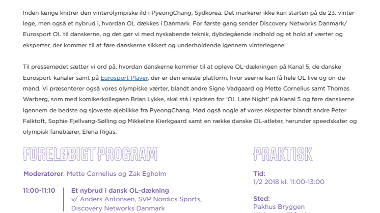 Discovery inviterer til OL-pressemøde