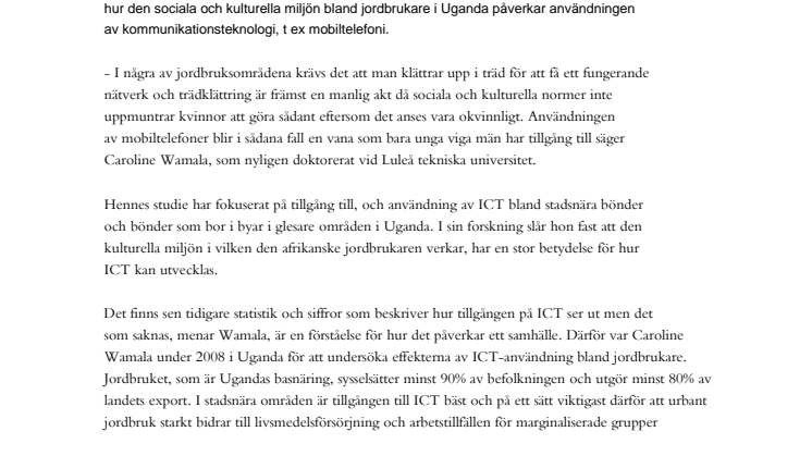 Afrikas bönder studieobjekt i ny LTU-forskning