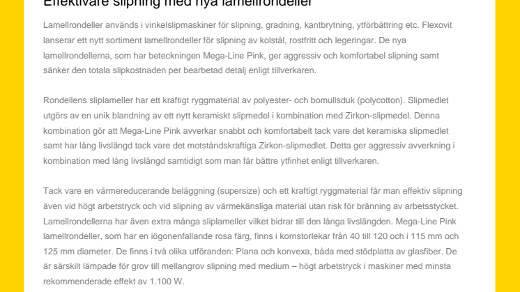 Effektivare slipning med nya lamellrondeller