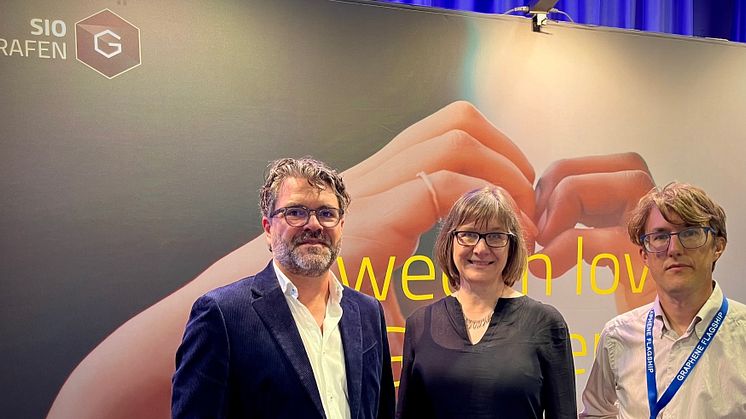 Jonas Löfvendahl, Elisabeth Sagström-Bäck och Jon Wingborg från SIO Grafen. Foto: Astrid Hedenström