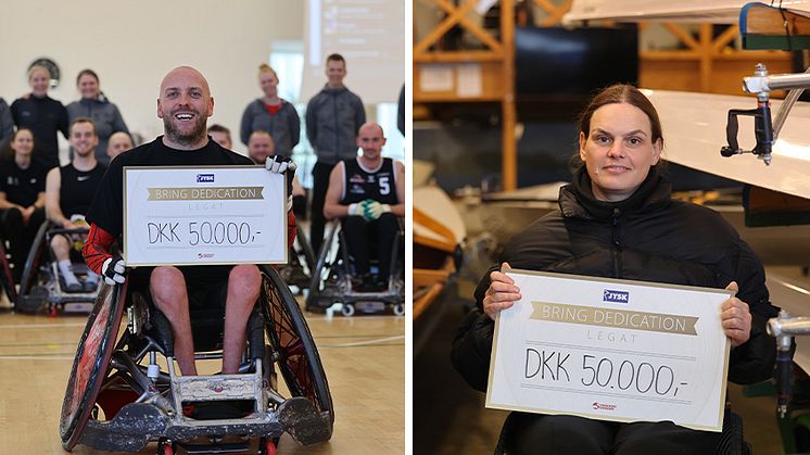 Leon Jørgensen og Karina Lauridsen havde begge et ekstra stort smil på læberne, da de blev overrasket med hvert deres 'Bring Dedication'-legat fra JYSK i slutningen af januar.
