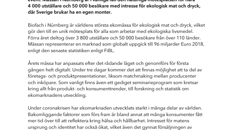 Biofach 2021 – digital mötesplats för ekologisk mat och dryck