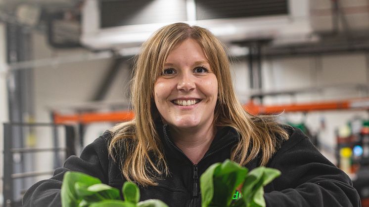 Isabell Bergstrand som arbetar på kvalitéts avdelningen på SydGrönt. 