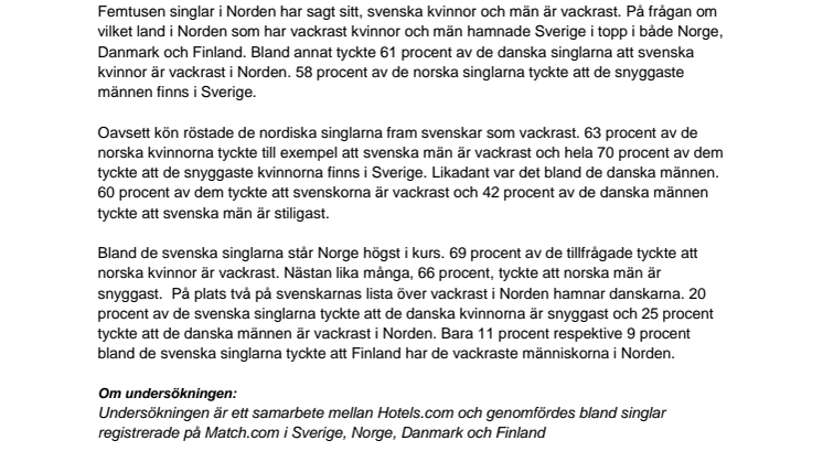 Svenskar vackrast i Norden