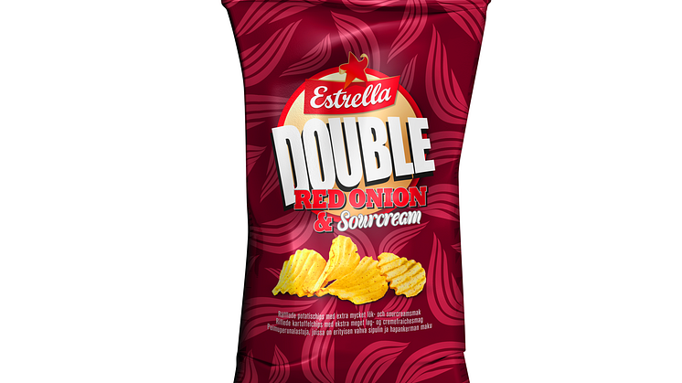 Nyhet! Double Red Onion & Sourcream Chips. Dubbelt så mycket smak!