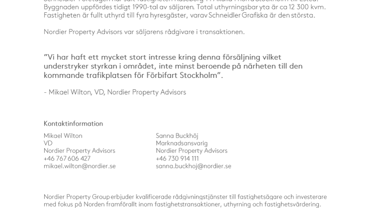 Schneidler-Företagen säljer i Akalla