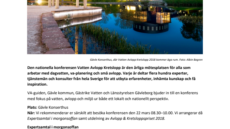 Pressinbjudan: Vatten Avlopp Kretslopp 2018 i Gävle