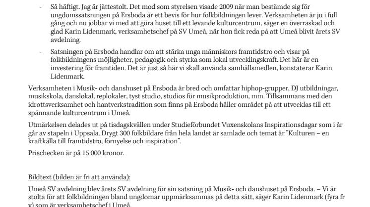 Utanförskapssatsning gav folkbildarpris 