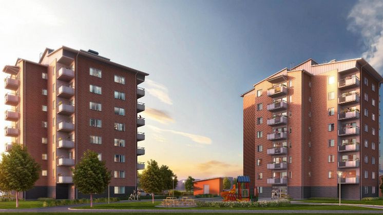 Bostadsrättsföreningen Riddaren, Berga i Linköping, beräknas bli klar för inflyttning under 2019.