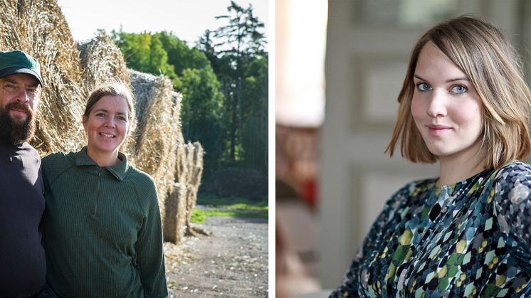 Till vänster: Pär och Ebba, KRAV-bönder (foto KRAV). Till höger: Clara Lidström (foto Clara Lidström).