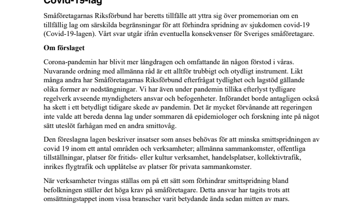 Remissvar Covid-19-lag Småföretagarnas Riksförbund.pdf